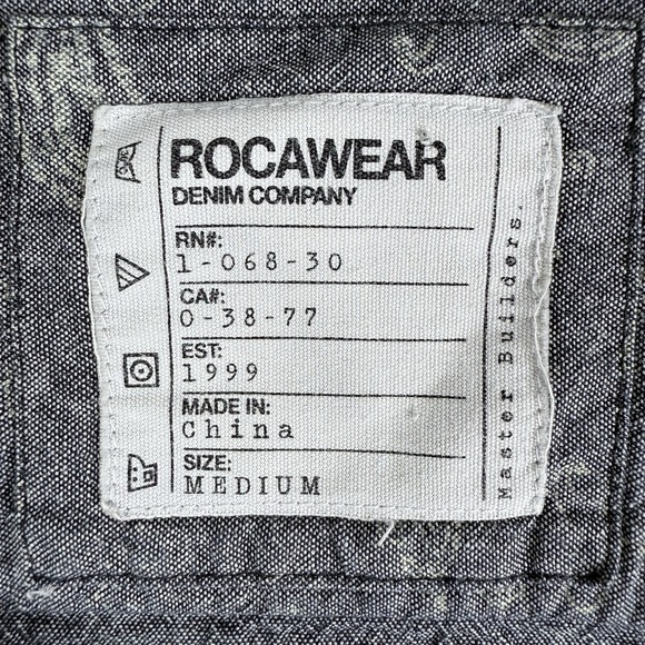 Rocawear Denim Mens Gray Pearl Snap Western Paisley Shirt Size M - Picture 4 of 12